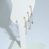 925 Silver Round Cz Paved Earring Women Tassel Dangle Drop