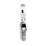 925 Silver Running Shoe Charm with CZ Beads for Bracelet