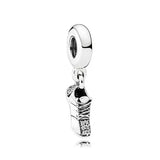 925 Silver Running Shoe Charm with CZ Beads for Bracelet