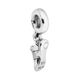 925 Silver Running Shoe Charm with CZ Beads for Bracelet