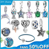 925 Silver Sea Turtle Starfish Dolphin Charm Pendant DIY Jewelry