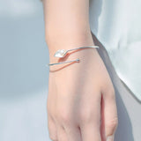 925 Sterling Silver Calla Flower Bracelet Bangle for Women