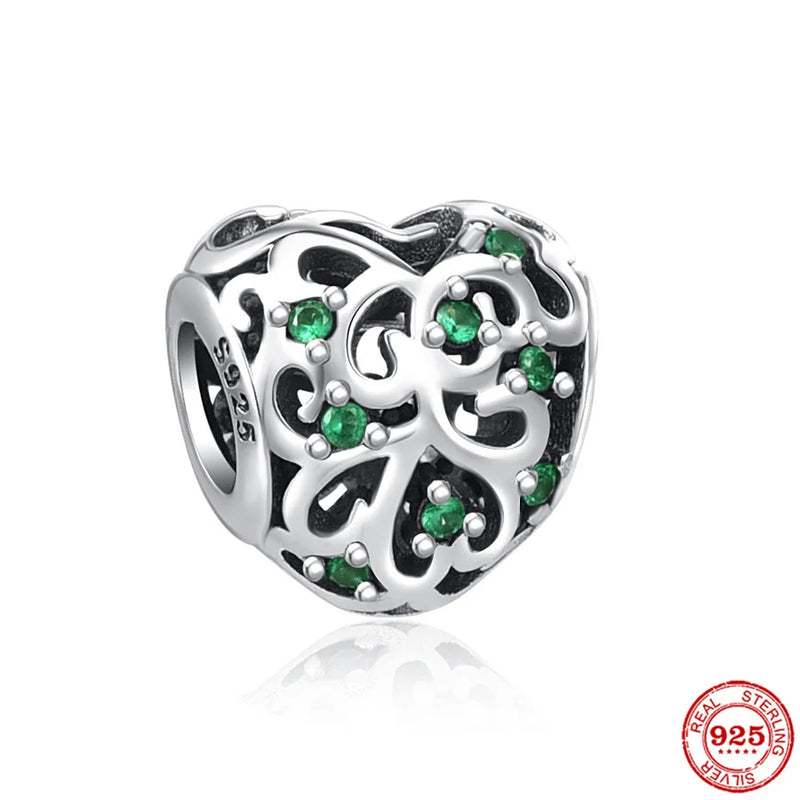 925 Silver Fish Heart Tree Doll Pendant Bead for Bracelet DIY
