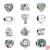925 Silver Fish Heart Tree Doll Pendant Bead for Bracelet DIY