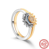 925 Sterling Silver Zirconia Heart Crown Flower Moon Sun Ring Wedding Gift