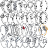 925 Sterling Silver Zirconia Heart Crown Flower Moon Sun Ring Wedding Gift