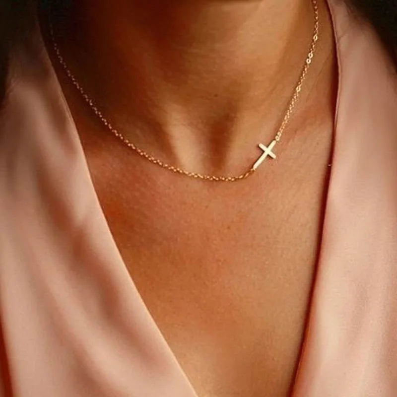 925 Silver Siedway Cross Necklace Thin Chain Classic Chain Jewelry