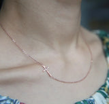 925 Silver Siedway Cross Necklace Thin Chain Classic Chain Jewelry