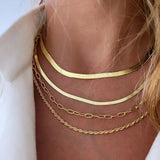925 Silver Classic Snake Bone Chain Necklace 3mm Width Flat Layer Choker