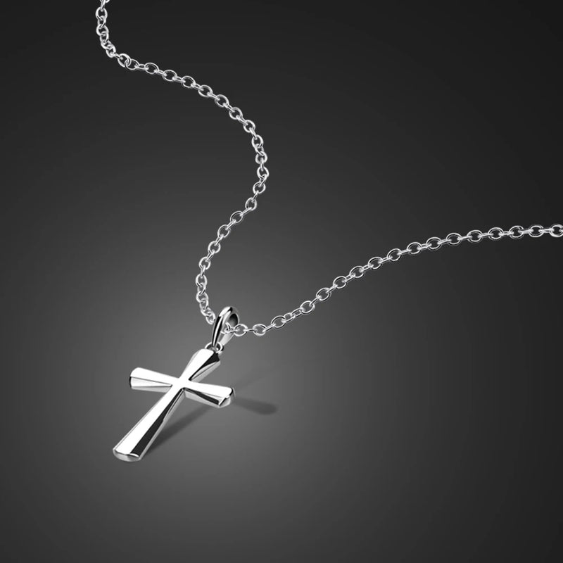 925 Silver Cross Pendant Necklace For Women Female Statement Choker Jewelry