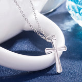 925 Silver Cross Pendant Necklace For Women Female Statement Choker Jewelry