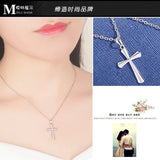 925 Silver Cross Pendant Necklace For Women Female Statement Choker Jewelry