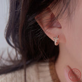 925 Sterling Silver High Light Rose Bow Earrings