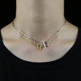 925 Sterling Silver Paper Clip Chain Set Toggle Clasp Necklace