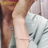 925 Sterling Silver Paper Clip Chain Set Toggle Clasp Necklace