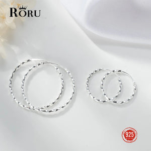 925 Silver Round Hoop Earrings 1.5mm Big for Women Party Wedding
