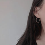 925 Silver Round Hoop Earrings 1.5mm Big for Women Party Wedding