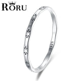 925 Silver Thin Line Curve Wave Smooth Ring Vintage Rings Rice Word