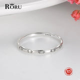 925 Silver Thin Line Curve Wave Smooth Ring Vintage Rings Rice Word