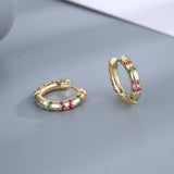 925 Silver Rainbow Hoop Earrings Classic Women Party Gift