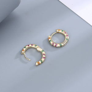 925 Silver Rainbow Hoop Earrings Ethnic Women Party Jewelry