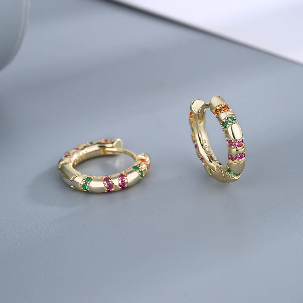925 Silver Rainbow Hoop Earrings Classic Party Gift
