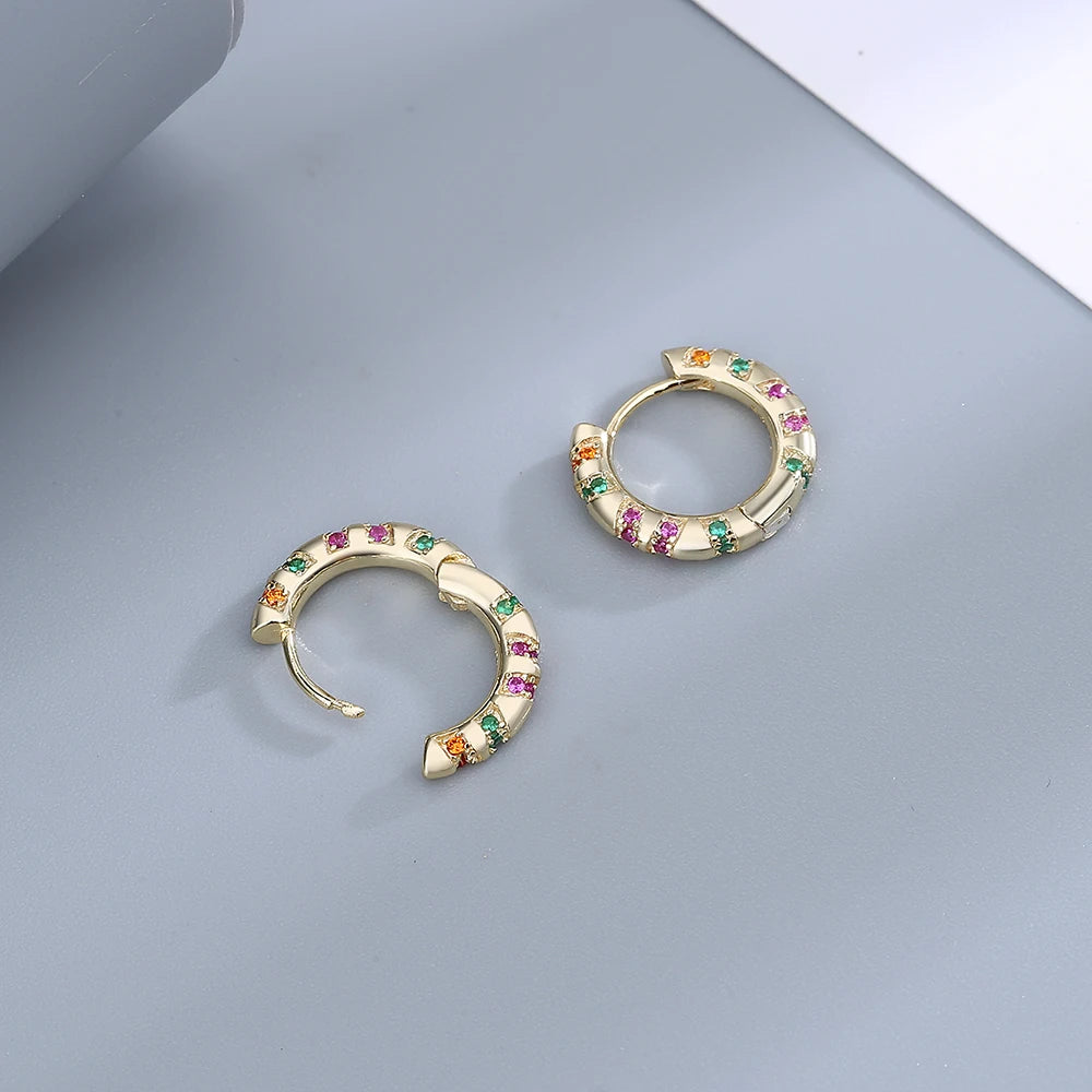 925 Silver Rainbow Hoop Earrings Classic Party Gift