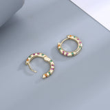 925 Silver Rainbow Hoop Earrings Classic Party Gift