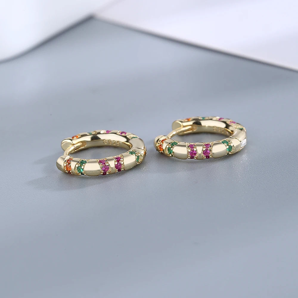 925 Silver Rainbow Hoop Earrings Classic Party Gift