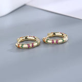 925 Silver Rainbow Hoop Earrings Classic Party Gift