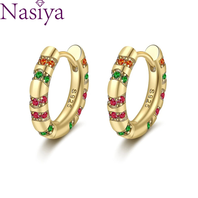 925 Silver Rainbow Hoop Earrings Classic Party Gift