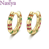 925 Silver Rainbow Hoop Earrings Classic Party Gift