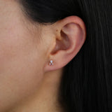 925 Silver Zircon Stud Earring Geometric Mini Square Charm