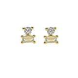 925 Silver Zircon Stud Earring Geometric Mini Square Charm