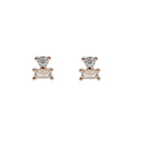 925 Silver Zircon Stud Earring Geometric Mini Square Charm