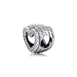 925 Silver Snake Chain Pattern Open Heart Amulets Europe Bracelet S925