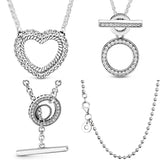 925 Silver Snake Chain Open Heart Collier Necklace