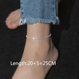 925 Sterling Silver Snake Chain Pearls Anklet Jewelry