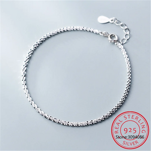 925 Sterling Silver Snake Chain Pearls Anklet for Women