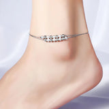 925 Sterling Silver Snake Chain Pearls Anklet for Women