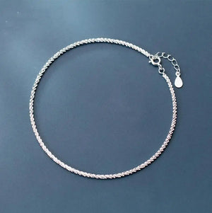 925 Sterling Silver Snake Chain Pearls Anklet Jewelry