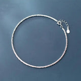 925 Sterling Silver Snake Chain Pearls Anklet Jewelry