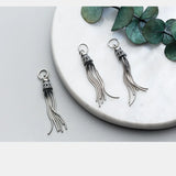 925 Silver Snake Chain Tassel Charms 37mm Vintage Fringe Dangle Pendants