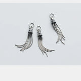 925 Silver Snake Chain Tassel Charms 37mm Vintage Fringe Dangle Pendants
