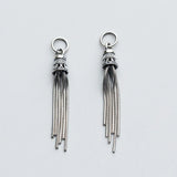 925 Silver Snake Chain Tassel Charms 37mm Vintage Fringe Dangle Pendants