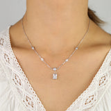 925 Silver CZ Station Choker Necklace for Women