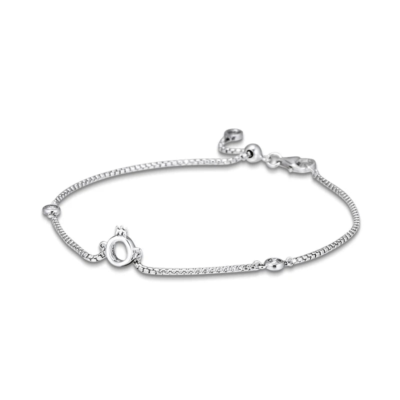 925 Silver Sparkling Crown O Chain Bracelets