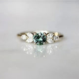 925 Silver Sparkling Diamond Emerald Finger Ring Wedding Party Jewelry
