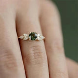 925 Silver Sparkling Diamond Emerald Finger Ring Wedding Party Jewelry