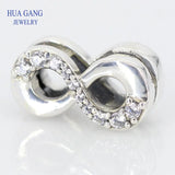 925 Silver Infinity Clip CZ Charm Bead DIY Bracelet Jewelry Making